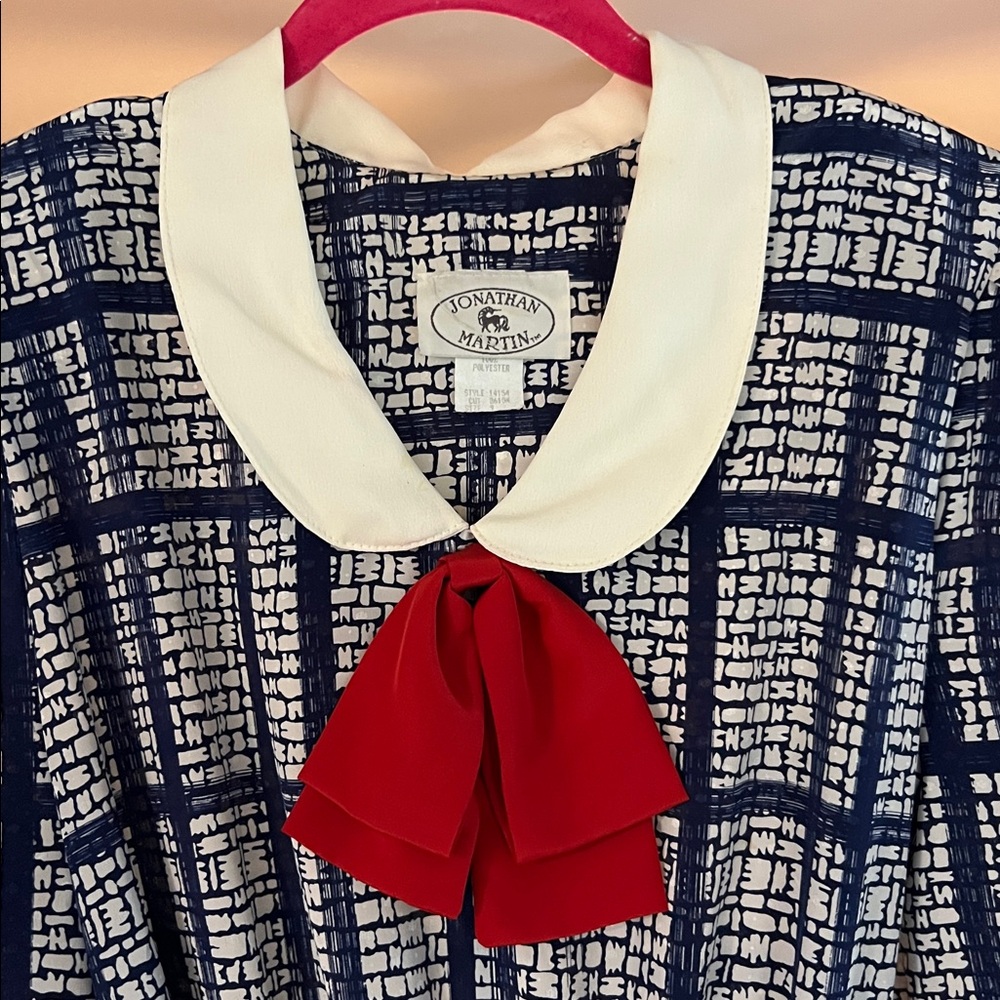 Vintage 80s 90s Jonathan Martin Midi Dress Bow Detail Belted Size 9 Dress - Picture 4 of 10